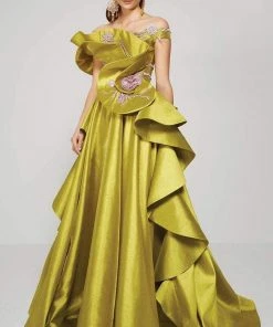 Formal Gowns MNM Couture - 2370 Ruffled Cascade Off Shoulder Gown