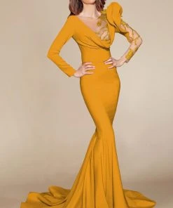 MNM Couture - 2404 Illusion Plunging Neck Mermaid Gown Formal Gowns 10 MNM Couture - 2404 Illusion Plunging Neck Mermaid Gown Formal Gowns