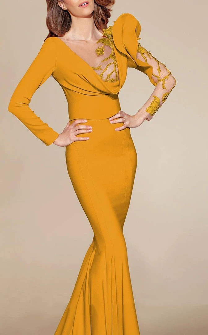 MNM Couture - 2404 Illusion Plunging Neck Mermaid Gown Formal Gowns 6 MNM Couture - 2404 Illusion Plunging Neck Mermaid Gown Formal Gowns