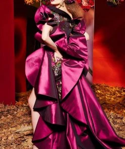 MNM Couture - 2424 Ruffled Off-Shoulder High Low A-line Dress