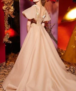 MNM Couture - 2435 Bell Sleeve Floral Embroidered Ballgown 7 MNM Couture - 2435 Bell Sleeve Floral Embroidered Ballgown