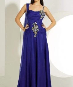 MNM Couture - 5824 Jewel Appliqued Ruched Chiffon Gown