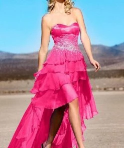 MNM Couture - 7017 Jeweled Sweetheart High Low A-line Dress 9 MNM Couture - 7017 Jeweled Sweetheart High Low A-line Dress
