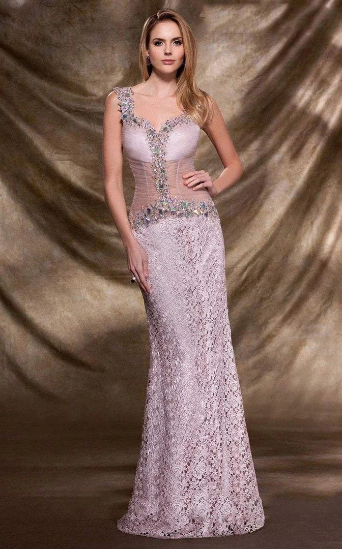 Formal Gowns MNM Couture - 9453 Illusion Ornate Lace Gown 7 Formal Gowns MNM Couture - 9453 Illusion Ornate Lace Gown