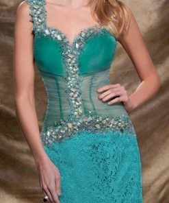 Formal Gowns MNM Couture - 9453 Illusion Ornate Lace Gown