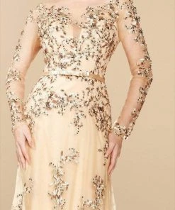 MNM Couture - 9621 Illusion Bateau Neck A-Line Dress