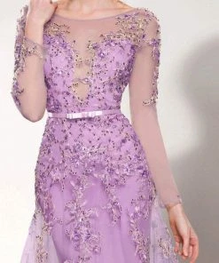 MNM Couture - 9621 Illusion Bateau Neck A-Line Dress