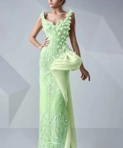 MNM Couture - Embroidered Petals Sheath Gown G0654