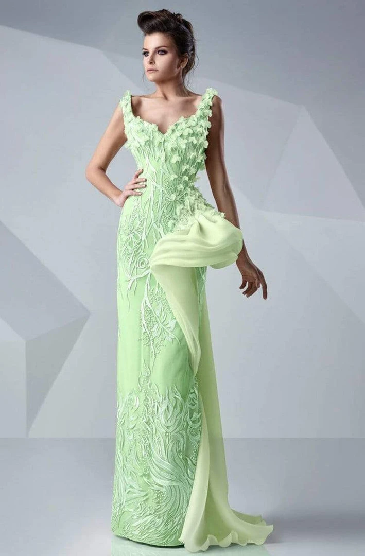 MNM Couture - Embroidered Petals Sheath Gown G0654 3 MNM Couture - Embroidered Petals Sheath Gown G0654