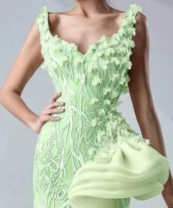 MNM Couture - Embroidered Petals Sheath Gown G0654