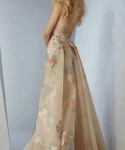 MNM Couture - G0863 Bejeweled Blossom Appliqued Mermaid Gown Formal Gowns