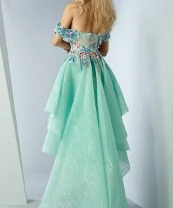 Formal Gowns MNM Couture - G0874 Floral Applique Off-Shoulder Dress With Overskirt 6 Formal Gowns MNM Couture - G0874 Floral Applique Off-Shoulder Dress With Overskirt