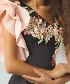 MNM Couture - G0889 Floral And Stone Embellished A-line Gown