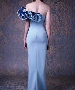 Formal Gowns MNM COUTURE - G1046 Ruffled Off-Shoulder Sheath Dress