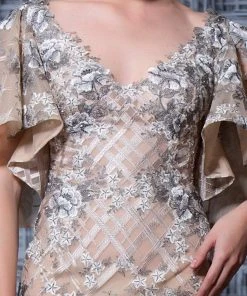 MNM Couture - K3565 Butterfly Sleeves V-neck Embellished Gown Formal Gowns 7 MNM Couture - K3565 Butterfly Sleeves V-neck Embellished Gown Formal Gowns