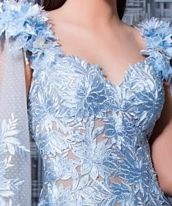 MNM Couture - K3570 Floral Applique Sweetheart Trumpet Dress