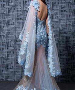 MNM Couture - K3570 Floral Applique Sweetheart Trumpet Dress