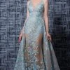 MNM Couture - K3596 Embroidered Illusion Dress With Overskirt