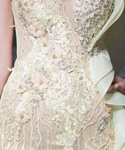 MNM Couture - K3608 Floral Applique Trumpet Dress With Train