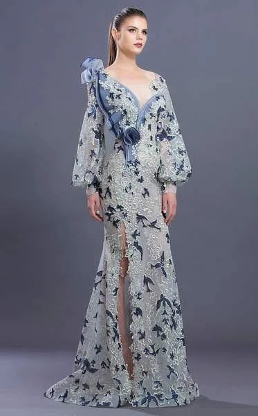 Formal Gowns MNM COUTURE - K3653 Embroidered Asymmetric Neck Trumpet Dress 5 Formal Gowns MNM COUTURE - K3653 Embroidered Asymmetric Neck Trumpet Dress