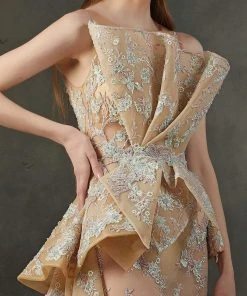 MNM COUTURE - K3708 Embroidered High Neck Ruffled Fitted Dress Formal Gowns 5 MNM COUTURE - K3708 Embroidered High Neck Ruffled Fitted Dress Formal Gowns