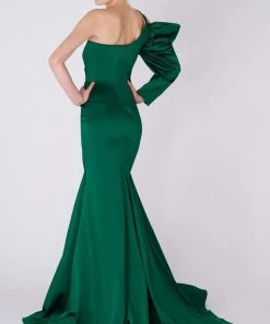 MNM COUTURE - L0028 Single Long Sleeve Ruched Mermaid Dress 6 MNM COUTURE - L0028 Single Long Sleeve Ruched Mermaid Dress