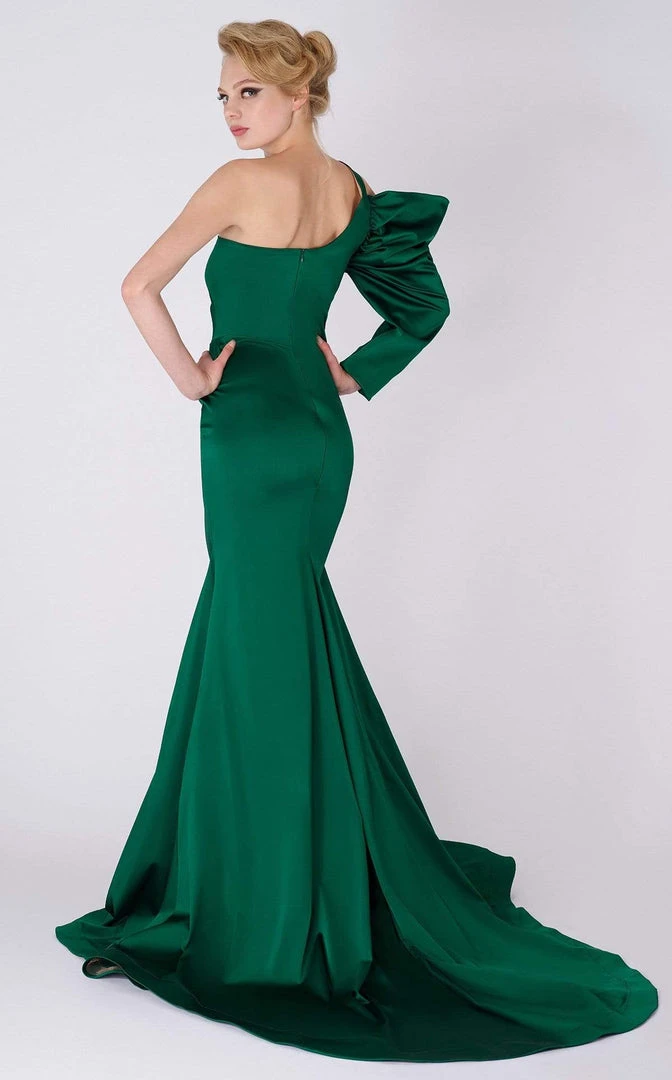 MNM COUTURE - L0028 Single Long Sleeve Ruched Mermaid Dress 4 MNM COUTURE - L0028 Single Long Sleeve Ruched Mermaid Dress