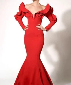 MNM Couture - Long Sleeve Off-Shoulder Mermaid Dress 2285A