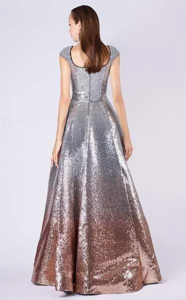 MNM COUTURE - M0052 Ombre Sequined A-line Dress Formal Gowns 4 MNM COUTURE - M0052 Ombre Sequined A-line Dress Formal Gowns