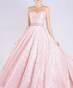 MNM COUTURE - M0060 Strapless Sweetheart Bodice Long Lace Gown Formal Gowns