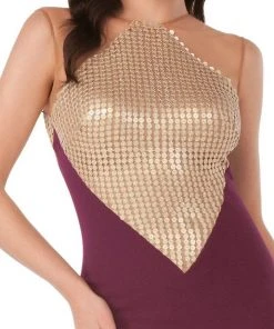 MNM Couture - N0014 Sleeveless Illusion Metallic Trumpet Gown Formal Gowns