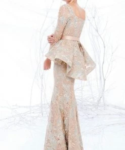 Formal Gowns MNM Couture - N0211 Long Sleeve Floral Appliqued Sheath Gown 6 Formal Gowns MNM Couture - N0211 Long Sleeve Floral Appliqued Sheath Gown