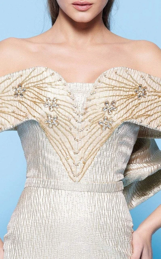 MNM Couture - N0229 Floral Beaded Off-Shoulder Column Dress 6 MNM Couture - N0229 Floral Beaded Off-Shoulder Column Dress