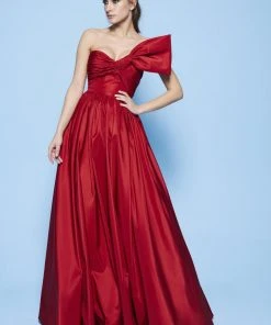Formal Gowns MNM Couture - N0258 Strapless Asymmetric Neck Ballgown