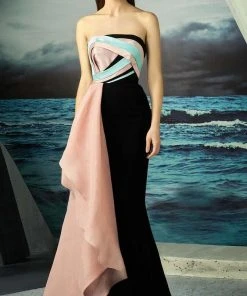 MNM Couture - Pleated Straight Across Mermaid Dress G0792 Formal Gowns