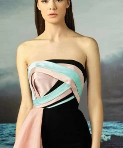 MNM Couture - Pleated Straight Across Mermaid Dress G0792 Formal Gowns