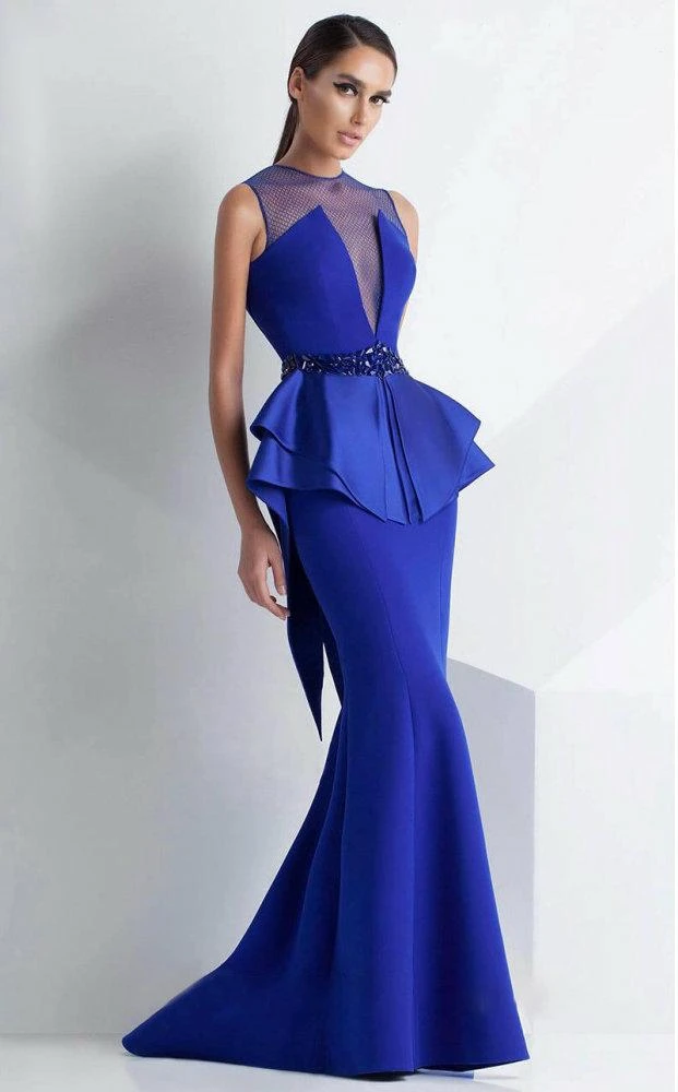 MNM Couture - Royal Deep V Illusion Evening Dress G0787 Formal Gowns 3 MNM Couture - Royal Deep V Illusion Evening Dress G0787 Formal Gowns