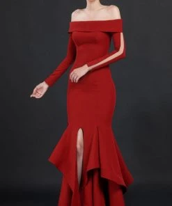 Formal Gowns MNM Couture - Ruffled Off Shoulder Trumpet Gown N0043