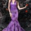 MNM COUTURE - Sleeveless Lace Floral Halter Mermaid Gown KH067 - 1 Pc Purple In Size 20; 1 Pc Silver In Size 22 Available 2 MNM COUTURE - Sleeveless Lace Floral Halter Mermaid Gown KH067 - 1 Pc Purple In Size 20; 1 Pc Silver In Size 22 Available