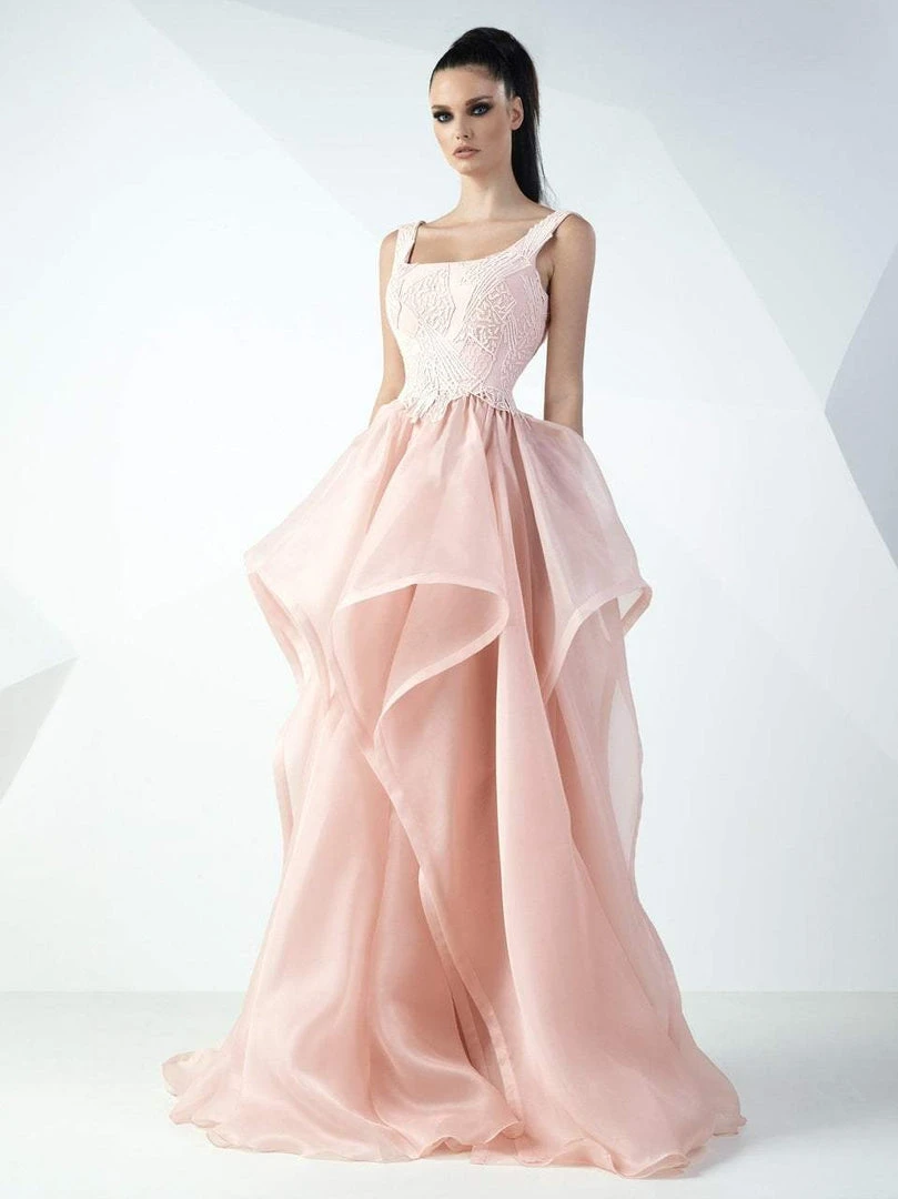 Formal Gowns MNM Couture - Square Neck Ruffled Tulle Evening Gown G0727 3 Formal Gowns MNM Couture - Square Neck Ruffled Tulle Evening Gown G0727