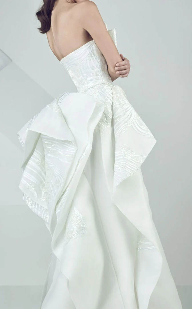 MNM Couture - Strapless Ruffled Empire Long Gown G0691 Formal Gowns 6 MNM Couture - Strapless Ruffled Empire Long Gown G0691 Formal Gowns