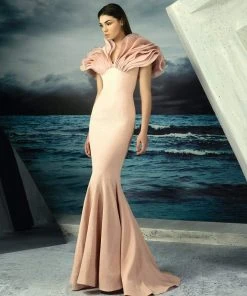 MNM Couture - Voluminous Ruffled Long Gown G0807