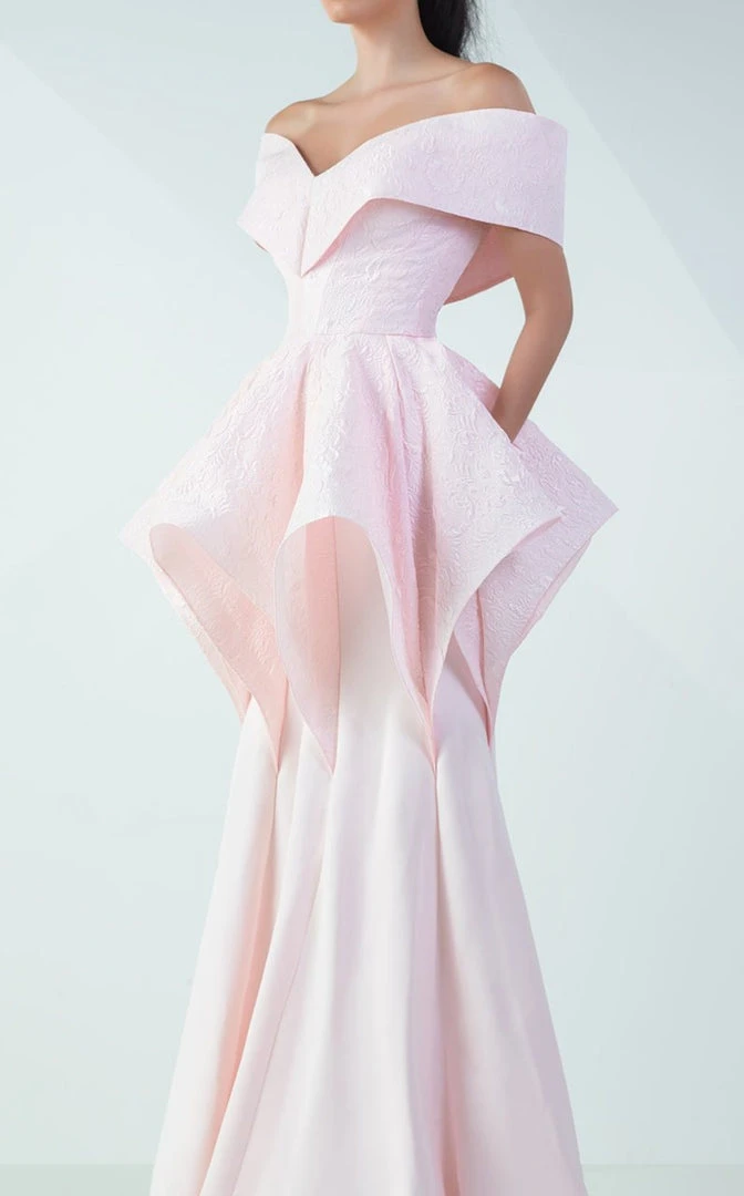 MNM Couture - Wide Off Shoulder Haute Couture Dress G0712 Formal Gowns 4 MNM Couture - Wide Off Shoulder Haute Couture Dress G0712 Formal Gowns