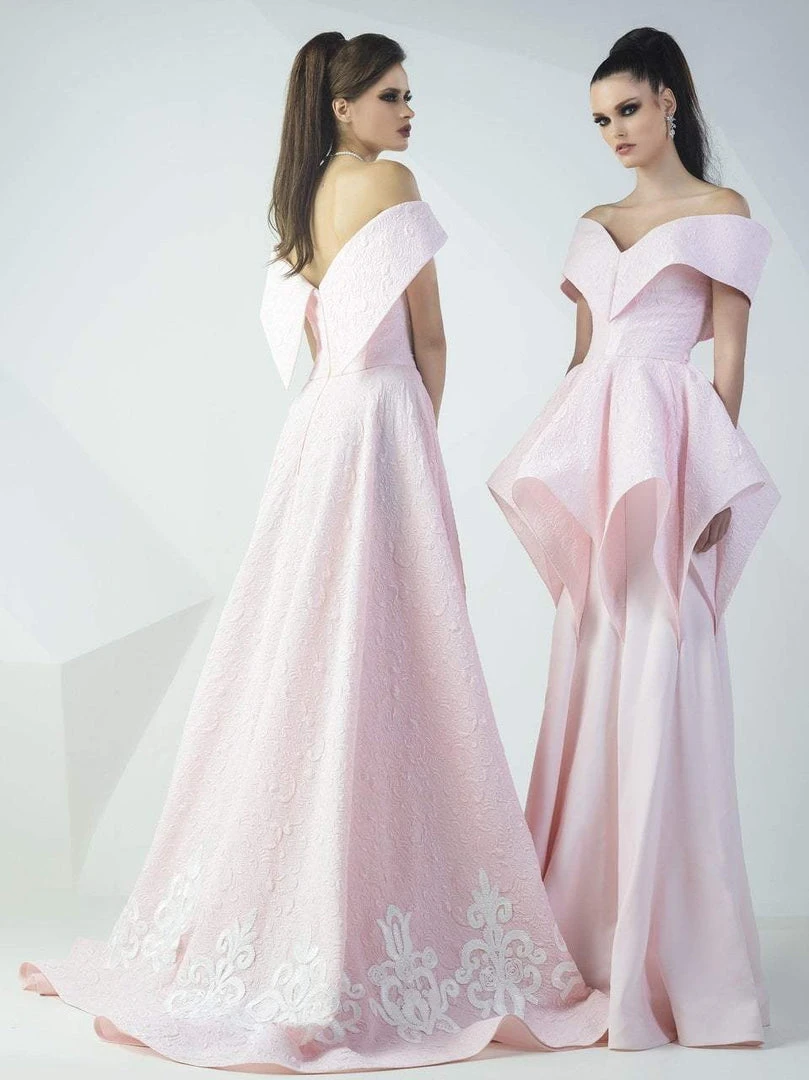 MNM Couture - Wide Off Shoulder Haute Couture Dress G0712 Formal Gowns 5 MNM Couture - Wide Off Shoulder Haute Couture Dress G0712 Formal Gowns