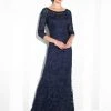 Mon Cheri - 115604SL Illusion Embroidered Lace Gown - 2 Pcs Navy In Size 6 Available Formal Gowns 1 Mon Cheri - 115604SL Illusion Embroidered Lace Gown - 2 Pcs Navy In Size 6 Available Formal Gowns