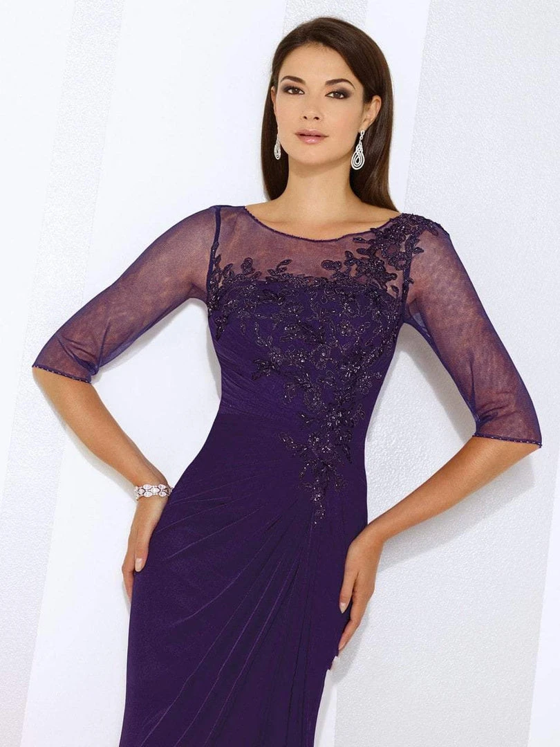 Mon Cheri - 116663 Quarter Length Sleeve Bateau Sheath Dress - 1 Pc. Champagne In Size 4 Available Formal Gowns 5 Mon Cheri - 116663 Quarter Length Sleeve Bateau Sheath Dress - 1 Pc. Champagne In Size 4 Available Formal Gowns