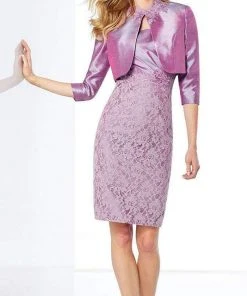 Mon Cheri 117808 Two-Piece Lace Shantung Bateau Neck Dress - 1 Pc Lavender In Size 6 Available Cocktail Dresses