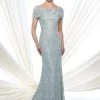 Formal Gowns Mon Cheri - 215D03 Bateau Scalloped Lace Applique Evening Gown - 1 Pc Blue Willow In Size 8 Available 1 Formal Gowns Mon Cheri - 215D03 Bateau Scalloped Lace Applique Evening Gown - 1 Pc Blue Willow In Size 8 Available