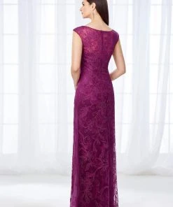 Mon Cheri Cap Sleeve Lace And Ribbonwork Evening Gown 118676 Formal Gowns