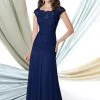 Mon Cheri - Lace Bateau Dress In Midnight 114906 - 1 Pc Foundation In Size 10 Available Formal Gowns
